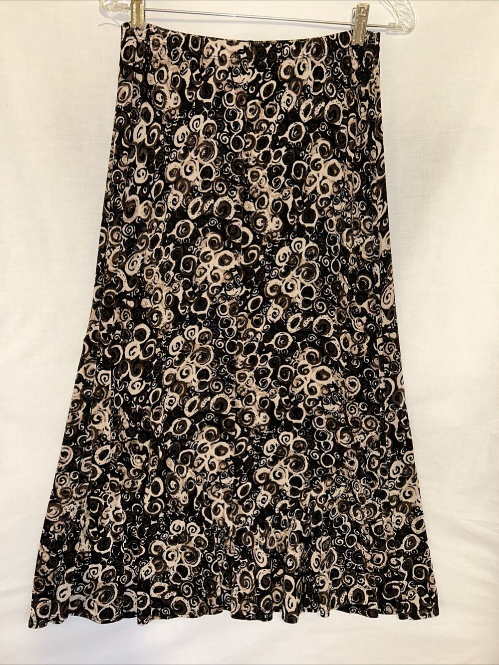 Chicos Travelers Maxi Skirt Womens Medium Black Geometric Maxi Slinky Knit